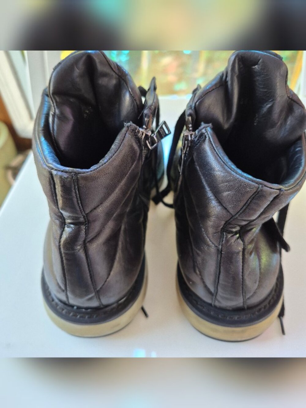 Rare Vintage Prada Black Leather High Top Zip Lace Sneaker M 7.5 - Picture 5 of 7